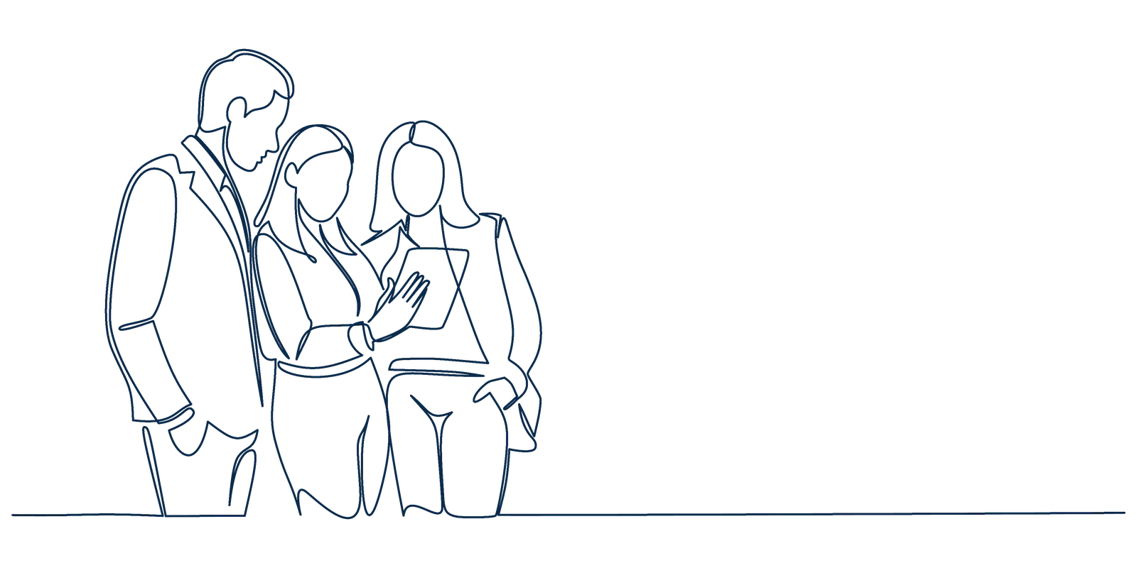 Line drawing of a broker presenting onsite primary care to a self-funded employer client.